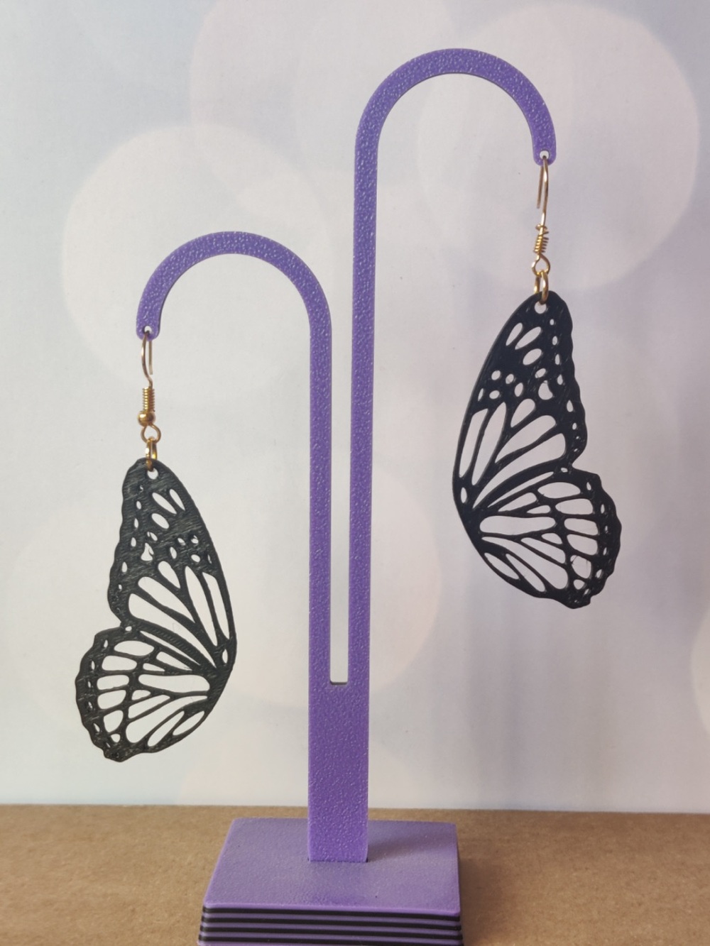 Black Butterfly Wing Drop Earrings - Unbranded